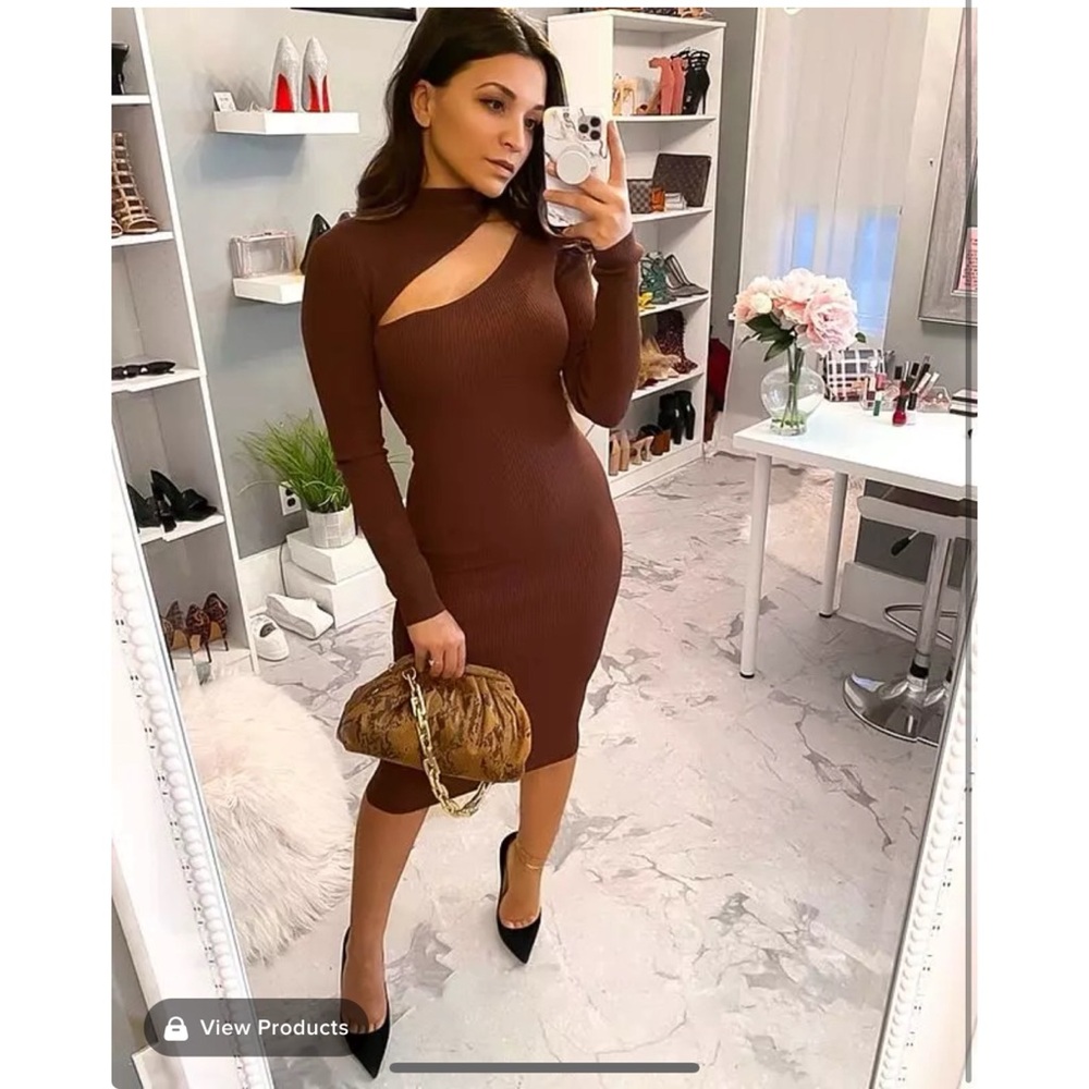 FASHION NOVA - Sweater Midi Dress (Chocolate - SMALL)